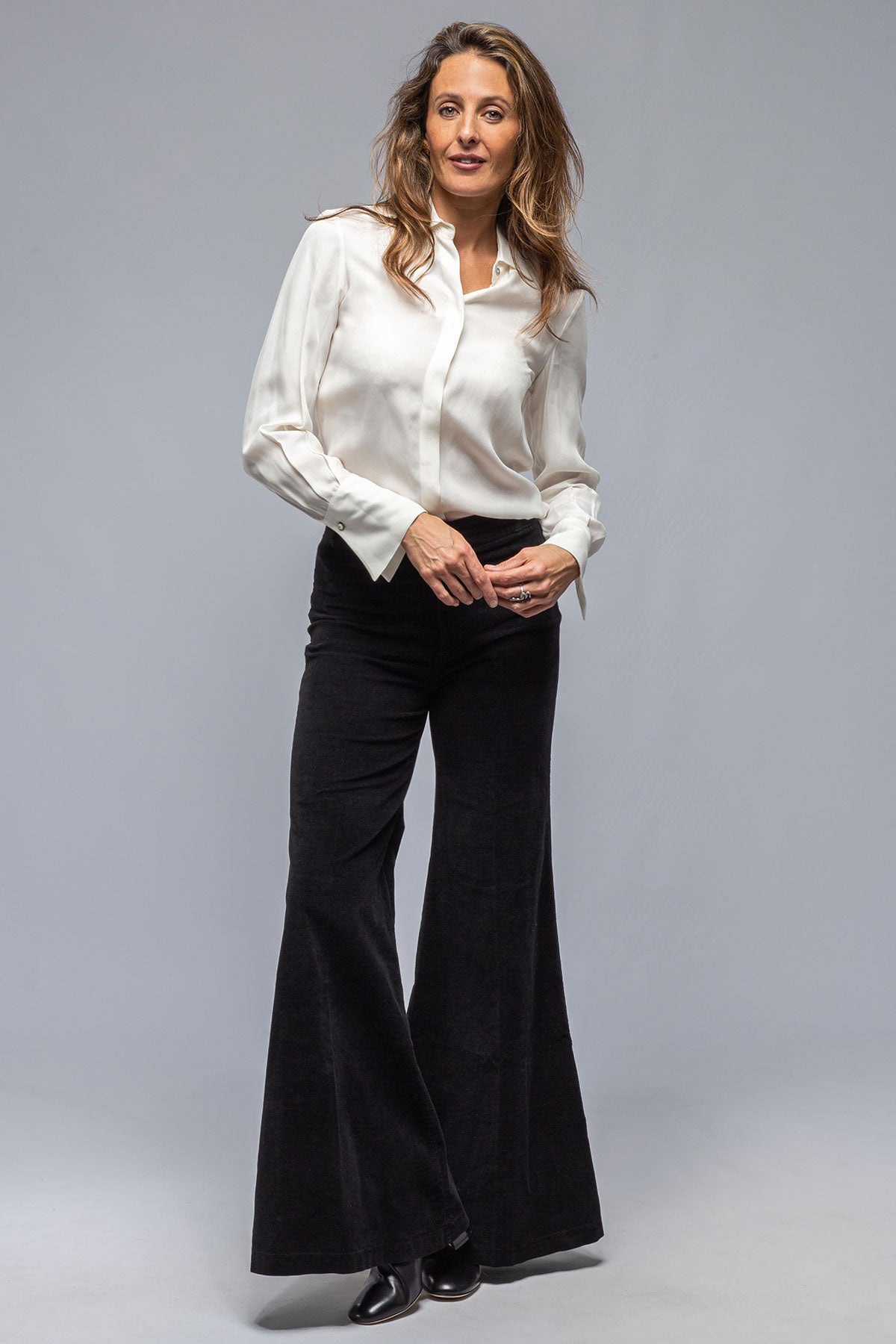 Gaby Moleskin Wide Leg Pant In Black