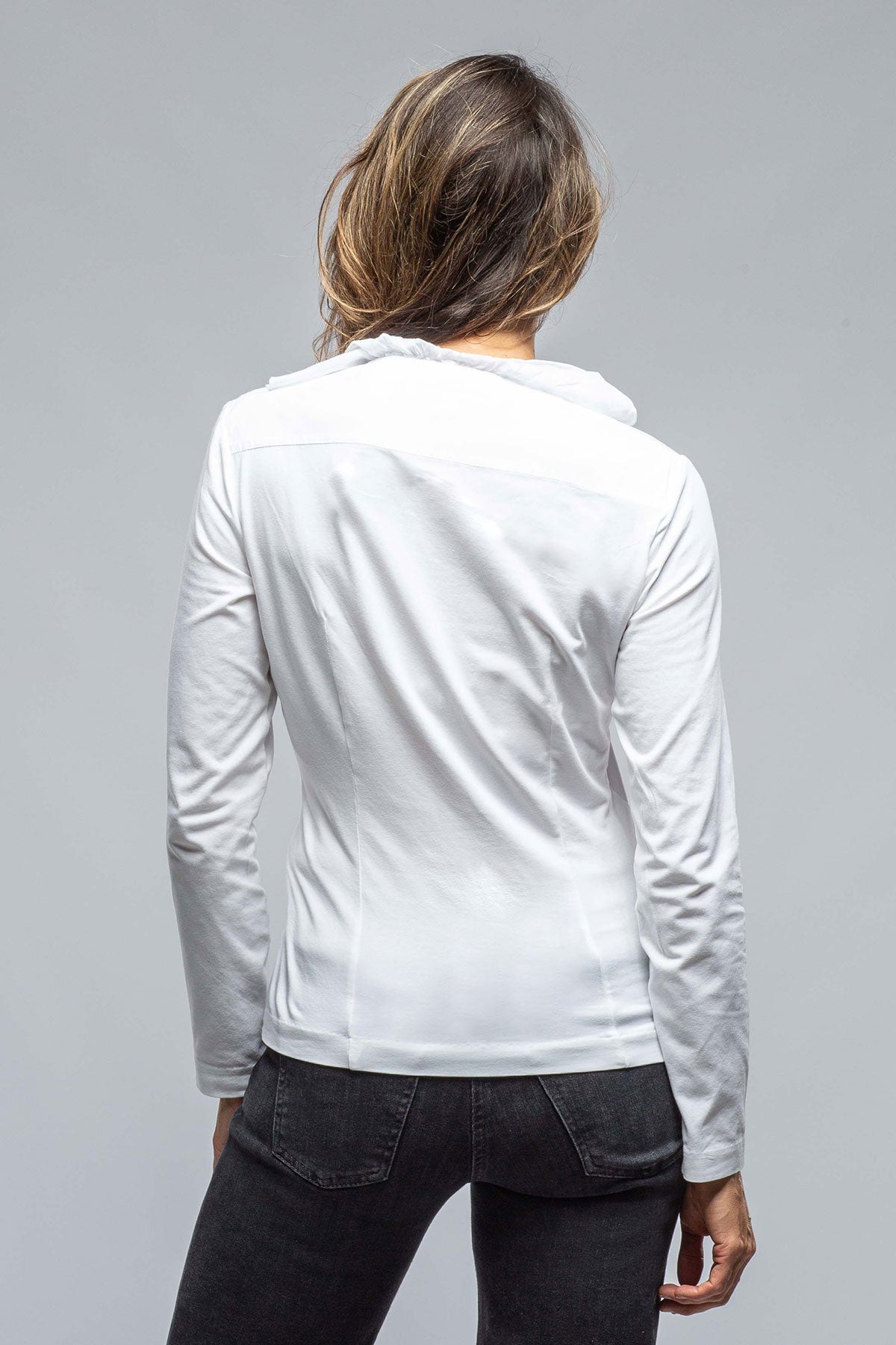 European Culture Monica V-Neck Ruffle Front Blouse In White Ladies - Blouses