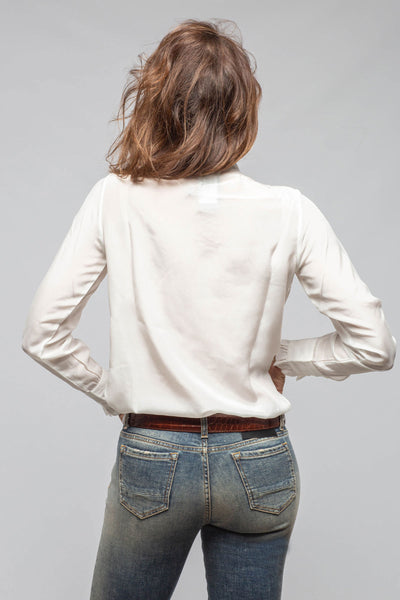 Pascal Silk Ruffle Tie Neck Blouse In White | Ladies - Blouses | European Culture