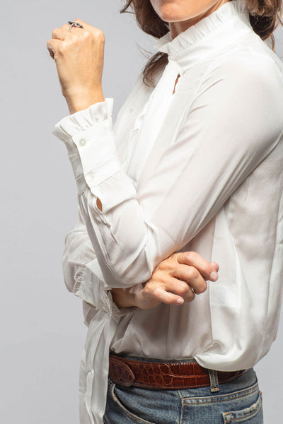 Pascal Silk Ruffle Tie Neck Blouse In White | Ladies - Blouses | European Culture