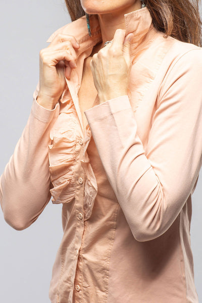 Pennelope Ruffle Front Shirt In Blush | Ladies - Blouses | European Culture