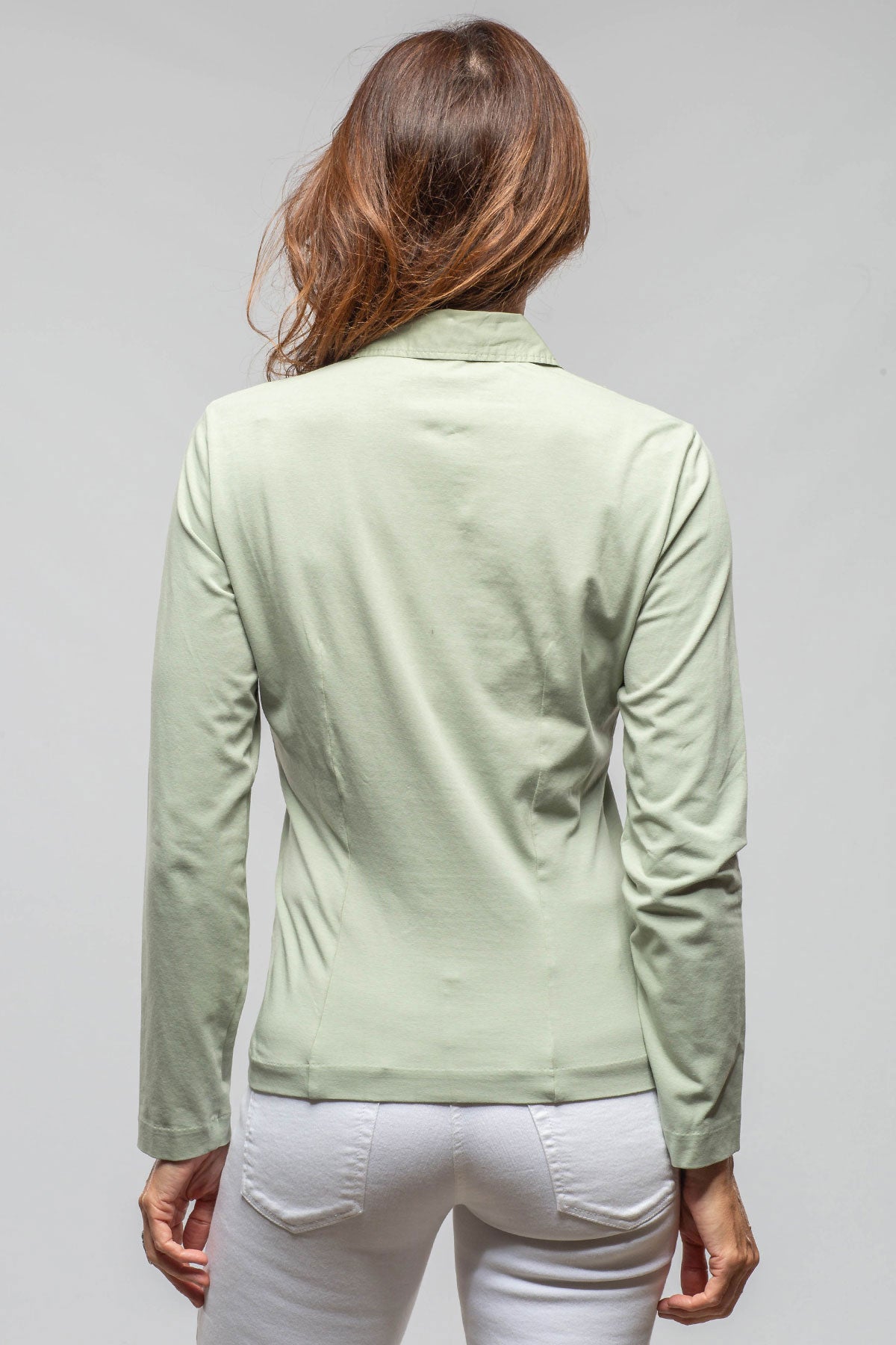 European Culture Pennelope Ruffle Front Shirt In Sage Ladies - Blouses