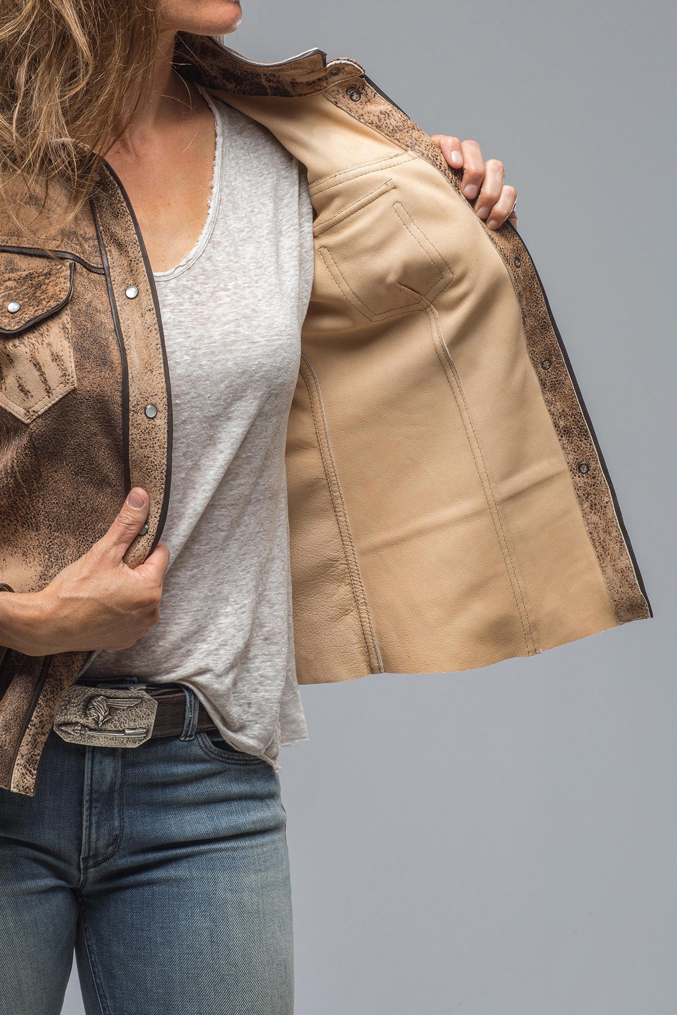Billie Western Leather Snap Shirt | Ladies - Outerwear - Leather | Roncarati
