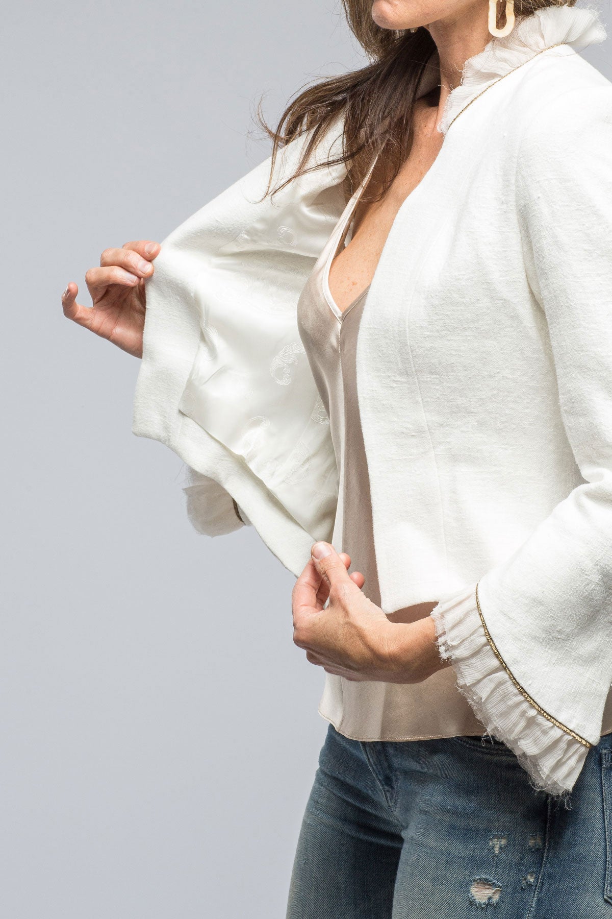 Daria Jacket In White Linen | Ladies - Tailored - Jackets | T.ba
