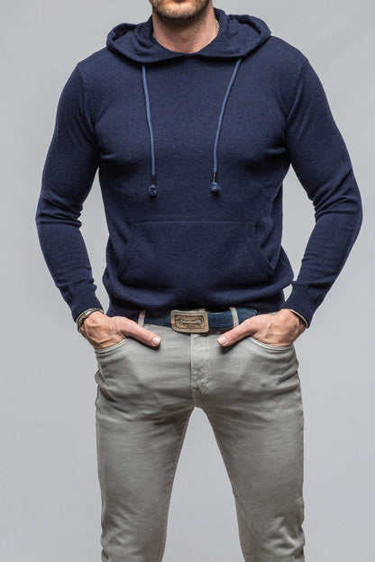 Florio II Cashmere Hoodie In Navy | Mens - Sweaters | Stile Latino