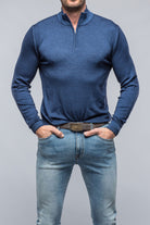 Manzoni Merino Half Zip Sweater in Navy | Mens - Sweaters | Dune