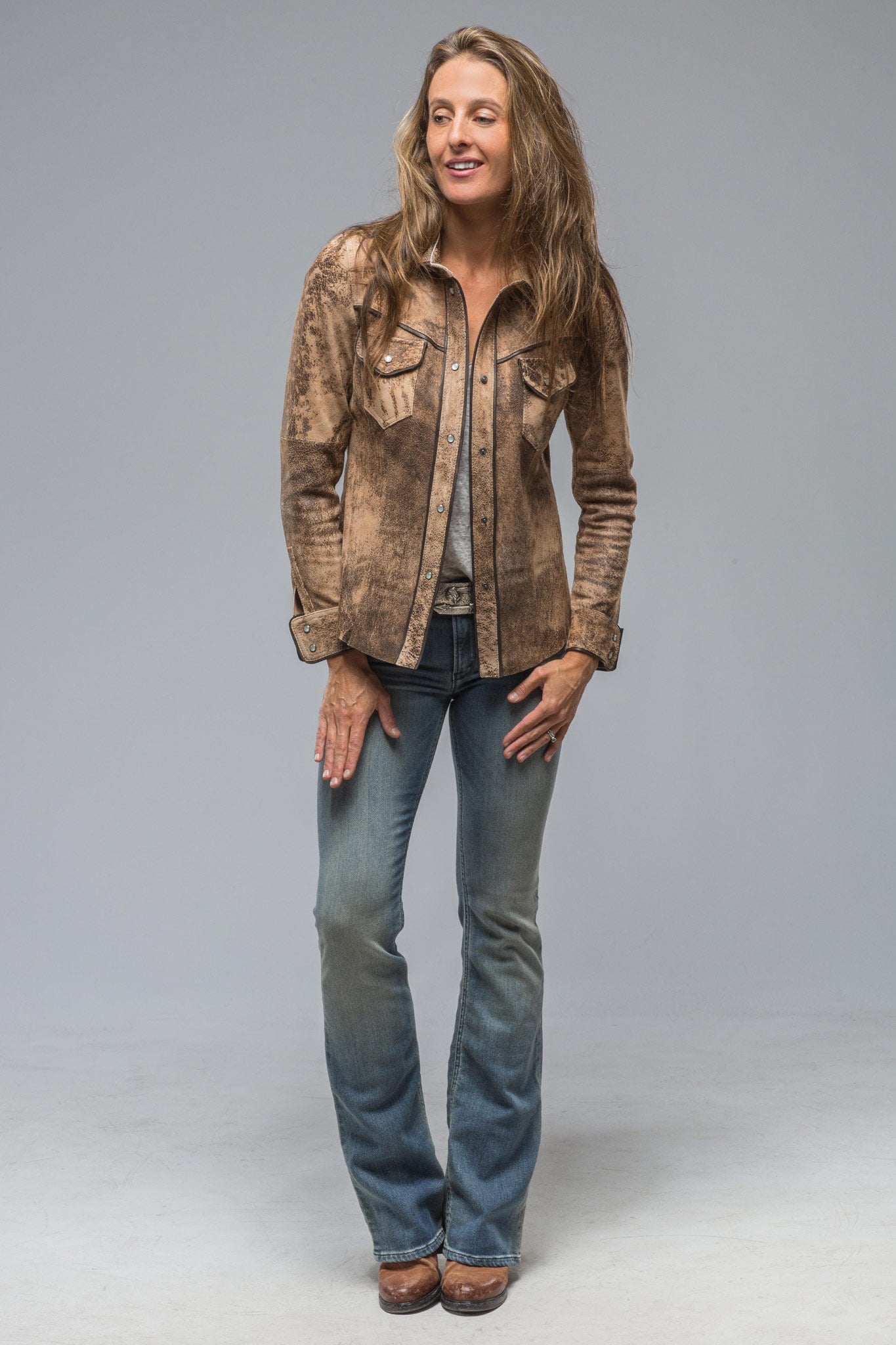Billie Western Leather Snap Shirt | Ladies - Outerwear - Leather | Roncarati
