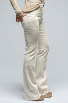 Selma Stretch Cord Flare Pant In White | Ladies - Pants - Knit | Via Masini 80