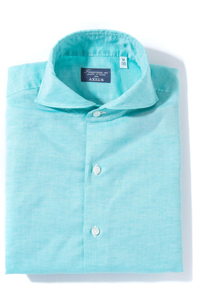 Finamore Napoli Andorra Carlo Riva Cotton Linen Shirt In Green Mens - Shirts - Dress