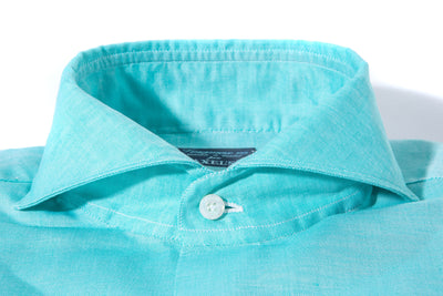Finamore Napoli Andorra Carlo Riva Cotton Linen Shirt In Green Mens - Shirts - Dress
