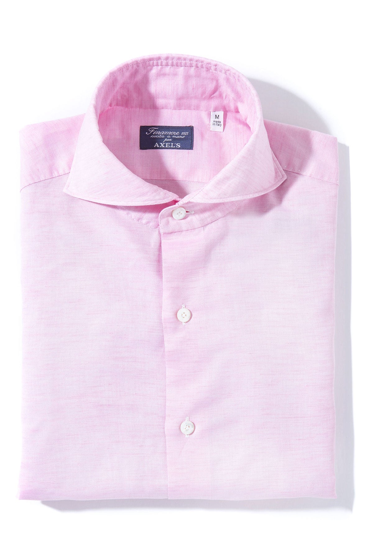 Finamore Napoli Andorra Carlo Riva Cotton Linen Shirt In Pink Mens - Shirts - Dress
