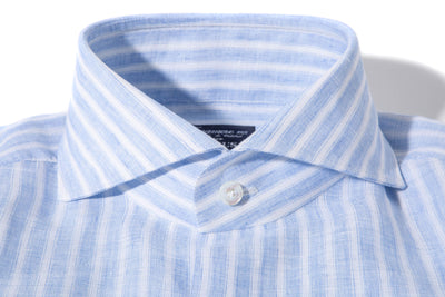Bonobo Linen Washed Bengal Stripe In Blue | Mens - Shirts - Dress | Finamore Napoli
