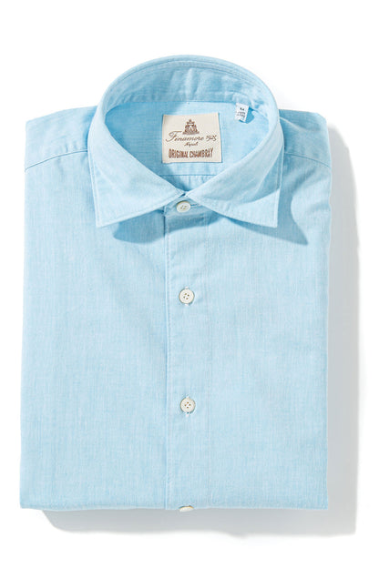 Finamore Napoli Dragones Chambray Shirt In Lt. Blue Mens - Shirts - Dress