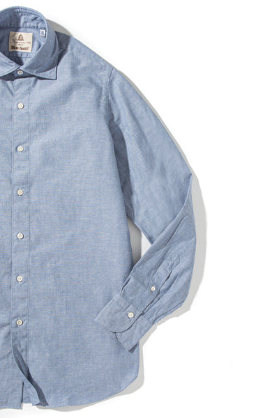 Finamore Napoli Dragones Chambray Shirt In Navy Mens - Shirts - Dress