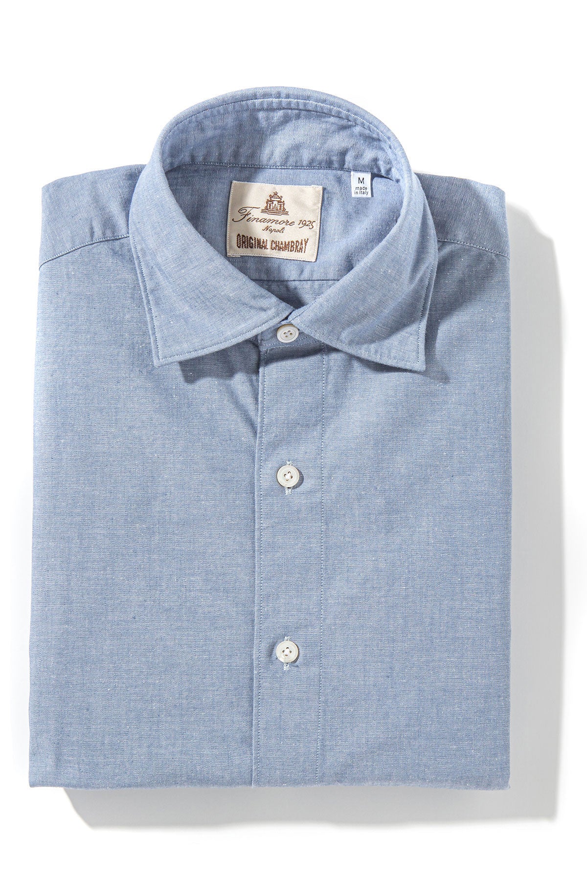 Finamore Napoli Dragones Chambray Shirt In Navy Mens - Shirts - Dress