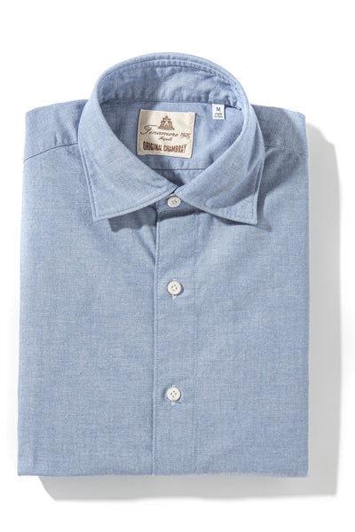 Finamore Napoli Dragones Chambray Shirt In Navy Mens - Shirts - Dress