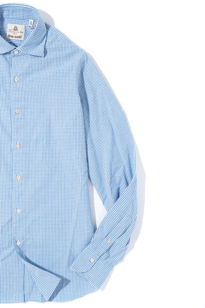 Finamore Napoli Hexie Cotton Check in Blue Mens - Shirts - Dress