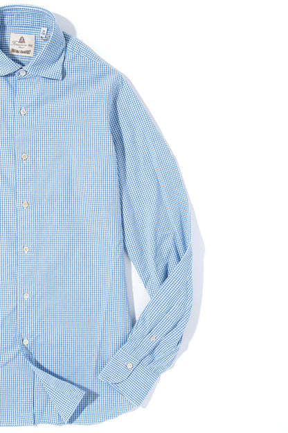 Finamore Napoli Hexie Cotton Check in Blue Mens - Shirts - Dress