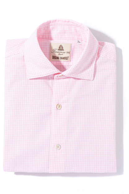 Finamore Napoli Hexie Cotton Check in Pink Mens - Shirts - Dress