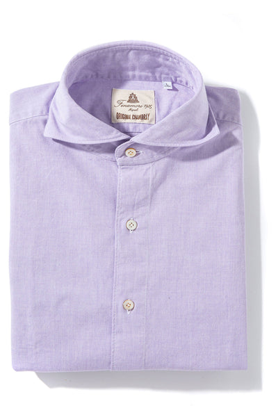 Finamore Napoli Original Chambray Sport Shirt In Lavender Mens - Shirts - Dress