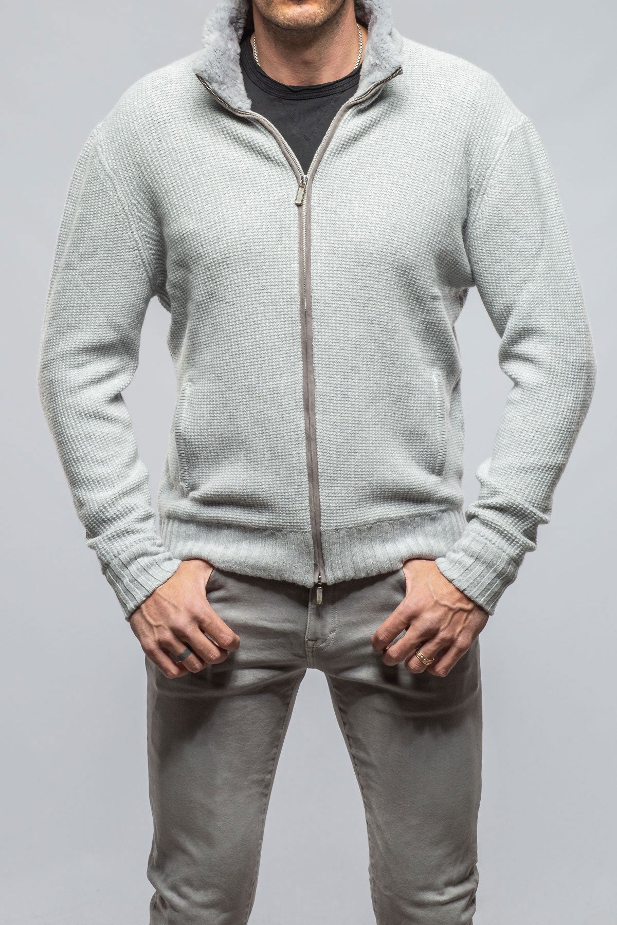 Golis Cashmere Zip Sweater In Grey