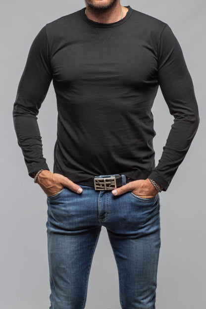 Kayo L/S Crew in Black | Mens - Shirts - T-Shirts | Gimo's Cotton