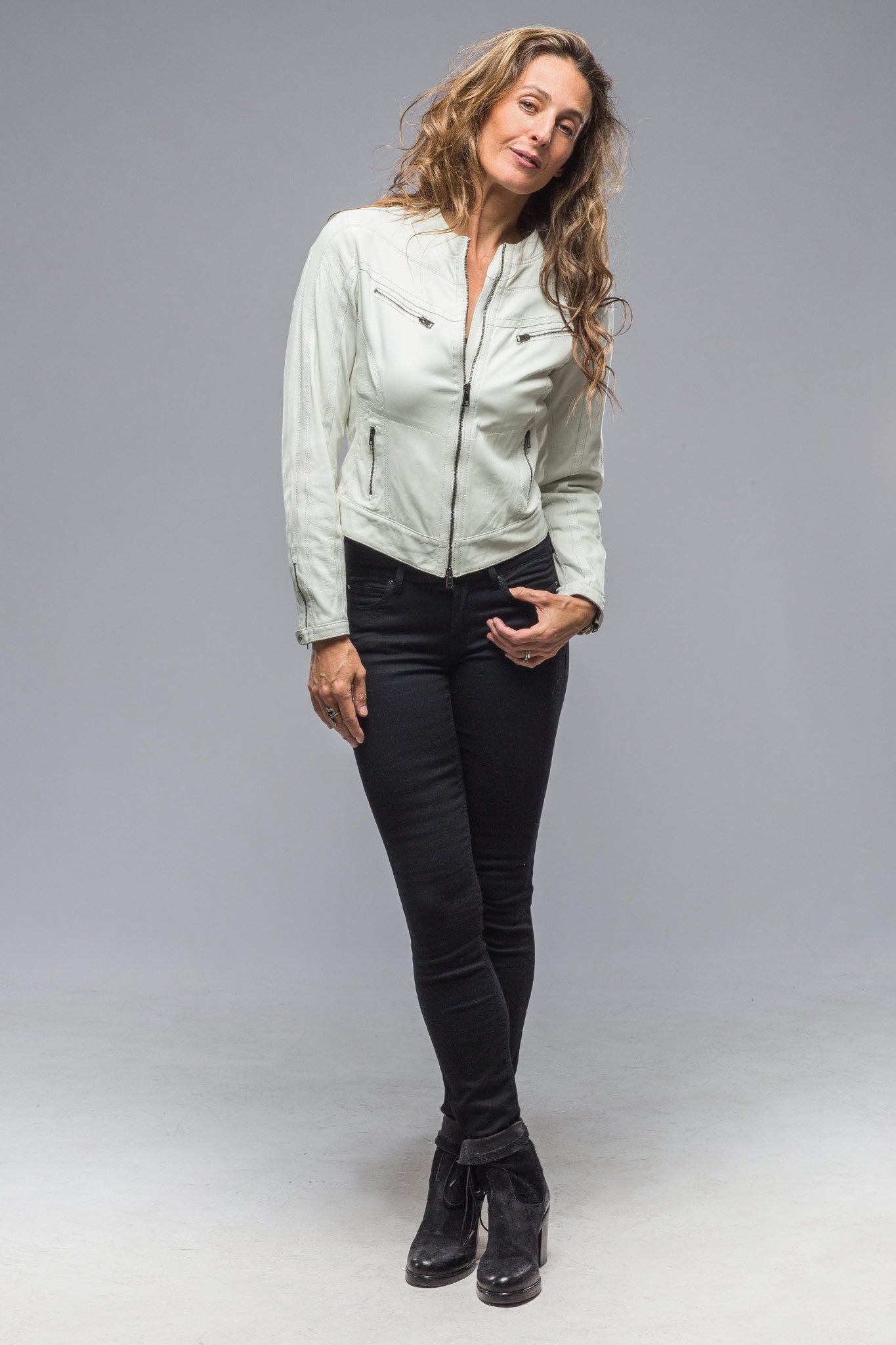 Kiley Short Diagonal Front Moto Jacket