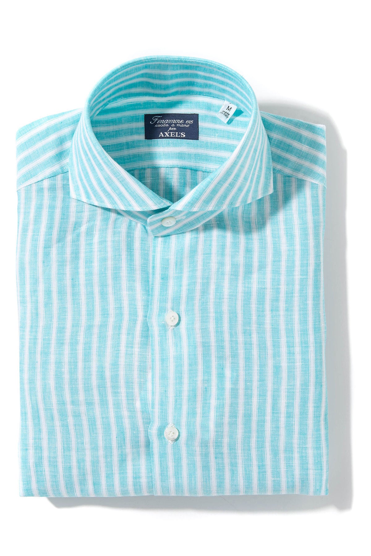 Bonobo Linen Washed Bengal Stripe In Turquoise | Mens - Shirts - Dress | Finamore Napoli