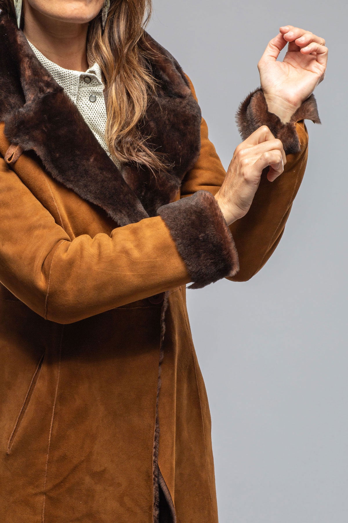 Mercedes Long Shearling In Cognac | Ladies - Outerwear - Shearling | Artico