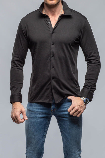 Georg Roth Cambria Button Up Polo in Black Mens - Shirts - Polos