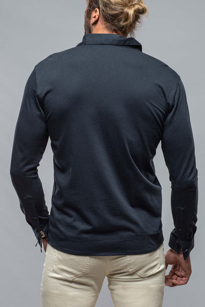 Georg Roth Cambria Button Up Polo in Navy Mens - Shirts - Polos