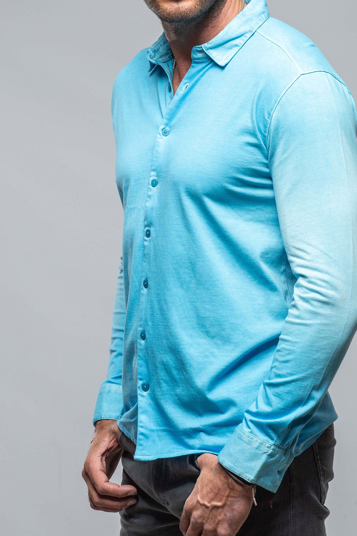 Georg Roth Cambria Button Up Polo in Turquoise Mens - Shirts - Polos
