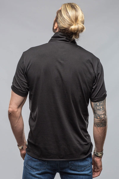 Catalina Button Up Polo In Black | Mens - Shirts - Polos | Georg Roth