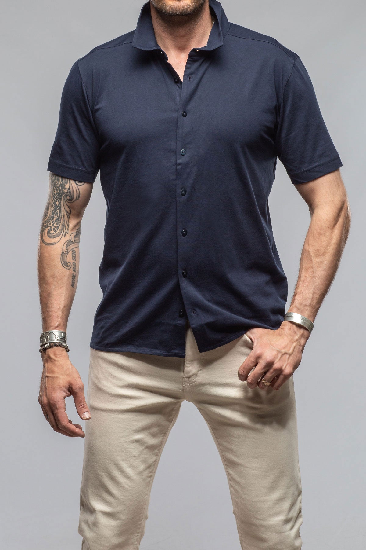 Catalina Button Up Polo In Navy | Mens - Shirts - Polos | Georg Roth
