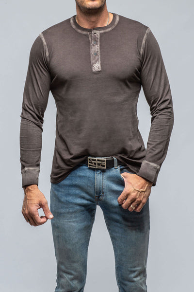 Coronado Cotton LS Henley in Basalt | Mens - Shirts - T-Shirts | Georg Roth