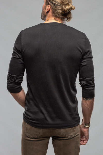 Georg Roth Coronado Cotton LS Henley in Black Mens - Shirts - T-Shirts