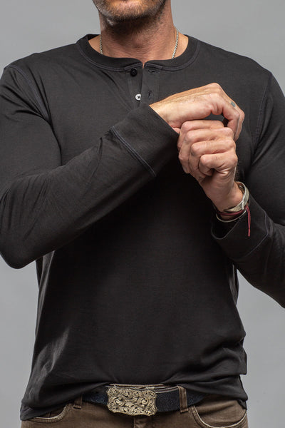Georg Roth Coronado Cotton LS Henley in Black Mens - Shirts - T-Shirts