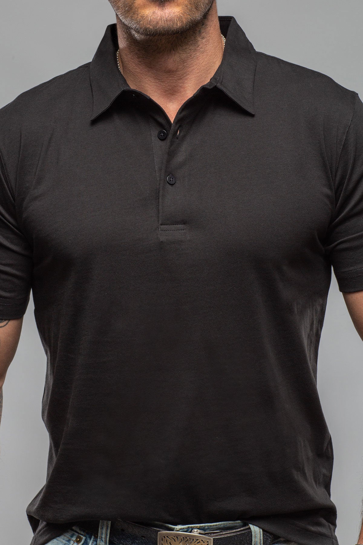 Georg Roth Cruz Cotton Polo in Black Mens - Shirts - Polos