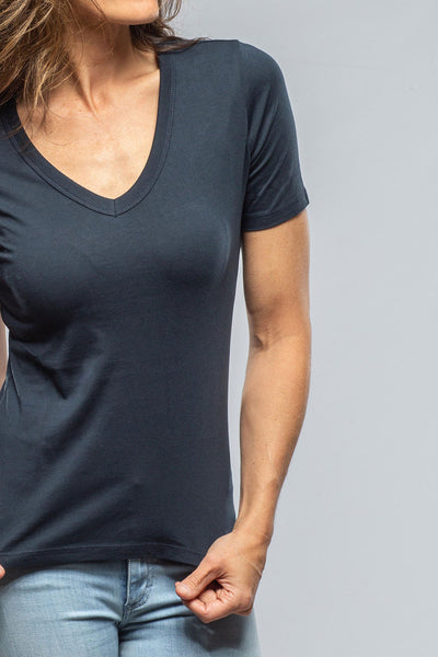 Georg Roth Evelina Short Sleeve V Neck In Navy Ladies - Tops