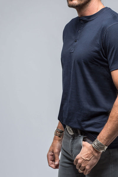 Georg Roth Mendocino Cotton SS Henley in Navy Mens - Shirts - T-Shirts