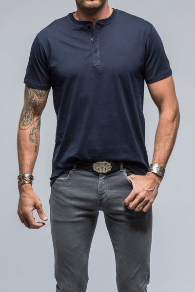 Georg Roth Mendocino Cotton SS Henley in Navy Mens - Shirts - T-Shirts