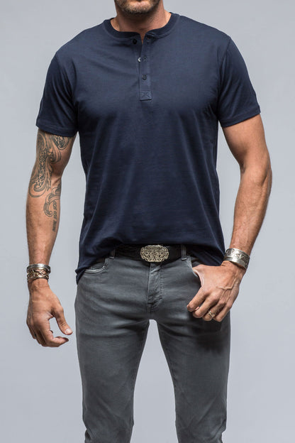 Georg Roth Mendocino Cotton SS Henley in Navy Mens - Shirts - T-Shirts