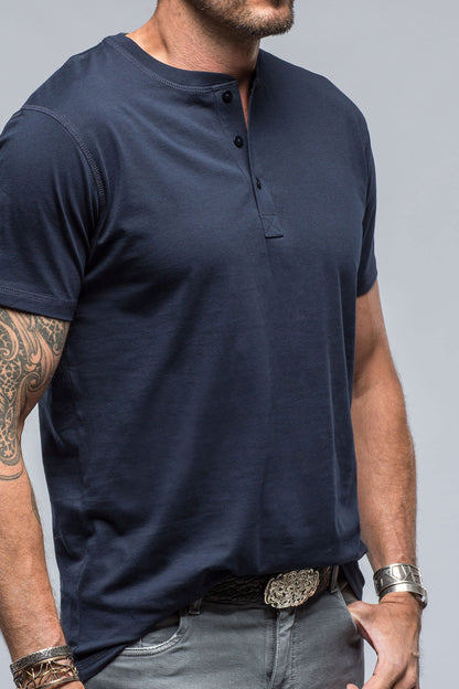 Georg Roth Mendocino Cotton SS Henley in Navy Mens - Shirts - T-Shirts