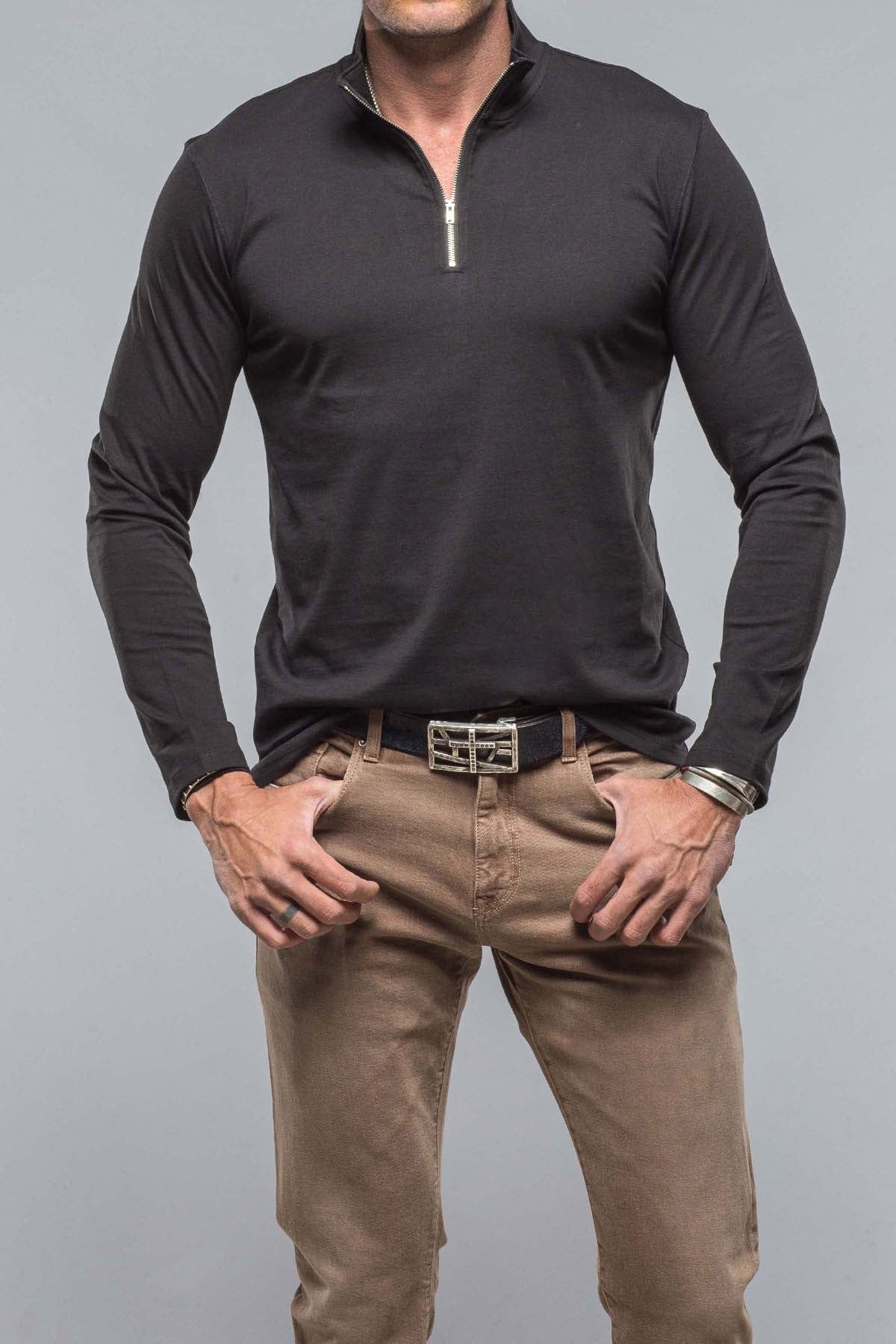 Georg Roth Modesto Luxe Pima Cotton Zip in Black Mens - Shirts - T-Shirts