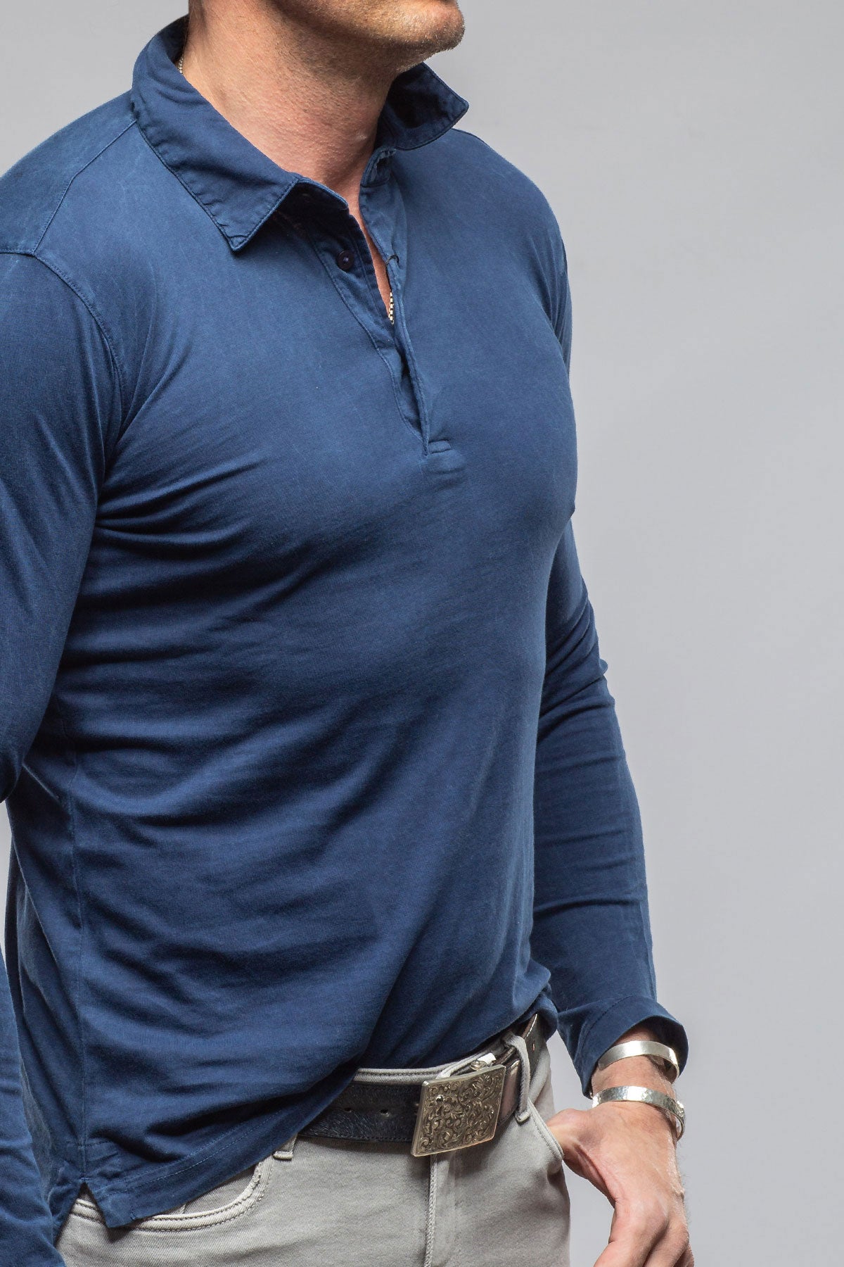 Georg Roth Newport Cotton Polo In Indigo Mens - Shirts - Polos