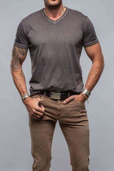 Georg Roth Siena Cotton V Neck In Basalt Mens - Shirts - T-Shirts