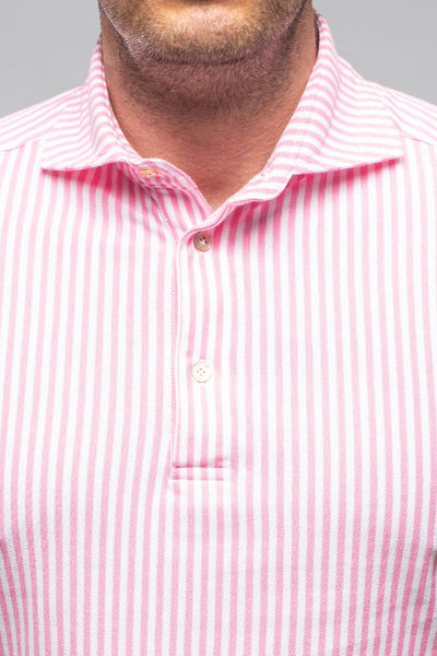 Bookers Pique Polo In Pink Stripe | Mens - Shirts - Polos | Giannetto Portofino