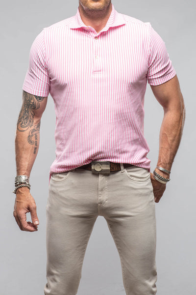 Bookers Pique Polo In Pink Stripe | Mens - Shirts - Polos | Giannetto Portofino