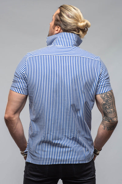 Bookers Pique Polo In Royal Blue Stripe | Mens - Shirts - Polos | Giannetto Portofino