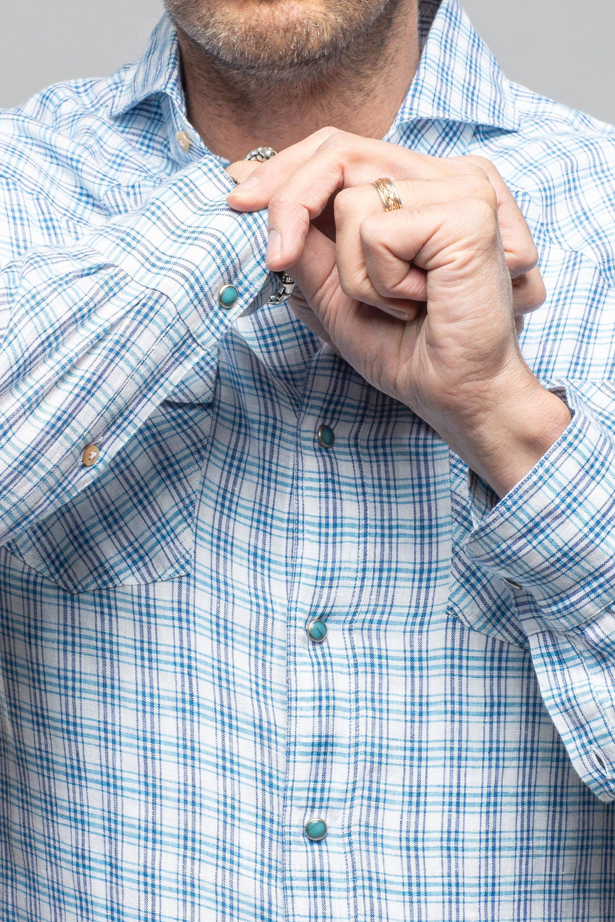 Giannetto Portofino Cheyenne Western Linen Snap Shirt Mens - Shirts - Outpost